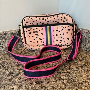 Trendy Pink and Black Crossbody Bag